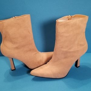 Camel suede  zip up ankle boots